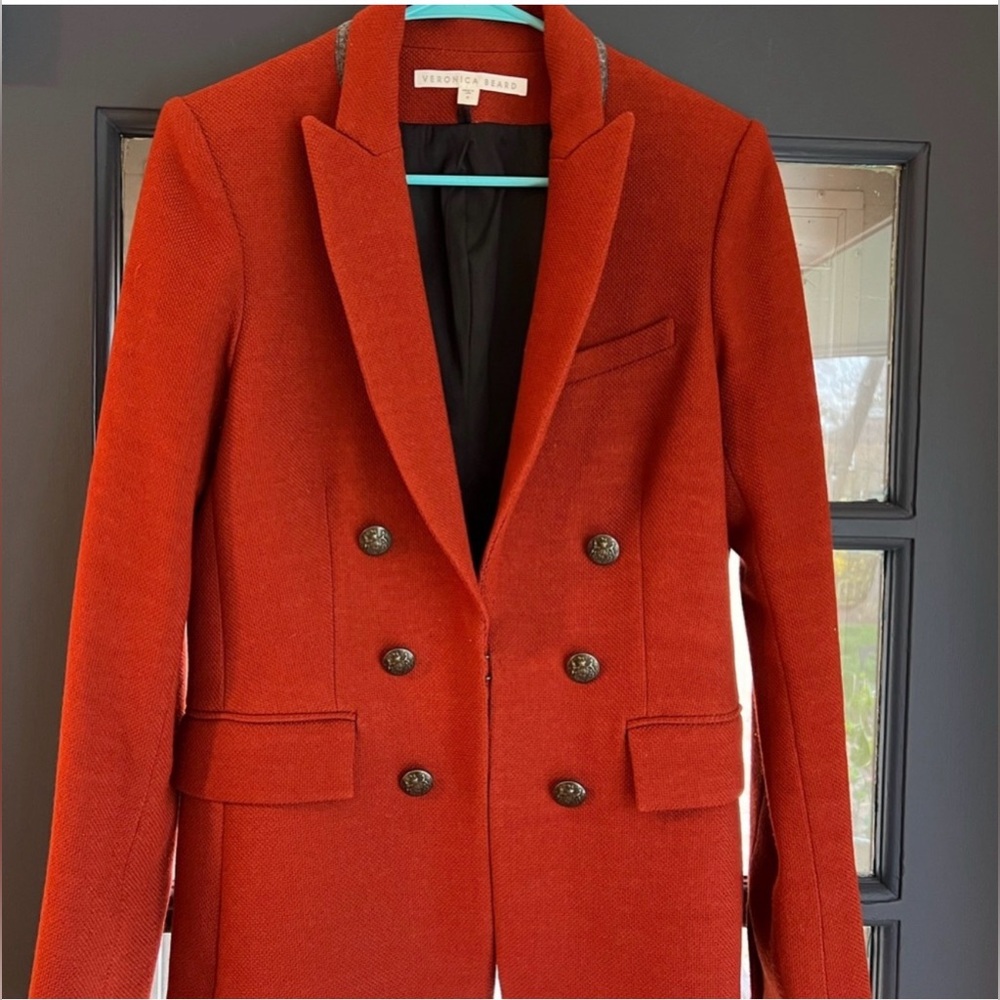 Veronica Beard Beacon Dickey Double Breasted Blazer Rust Size 8 Excellent - Picture 4 of 7
